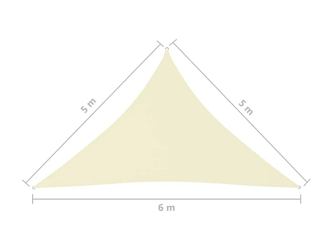 Voile de parasol Tissu Oxford triangulaire 5x5x6 m Crème
