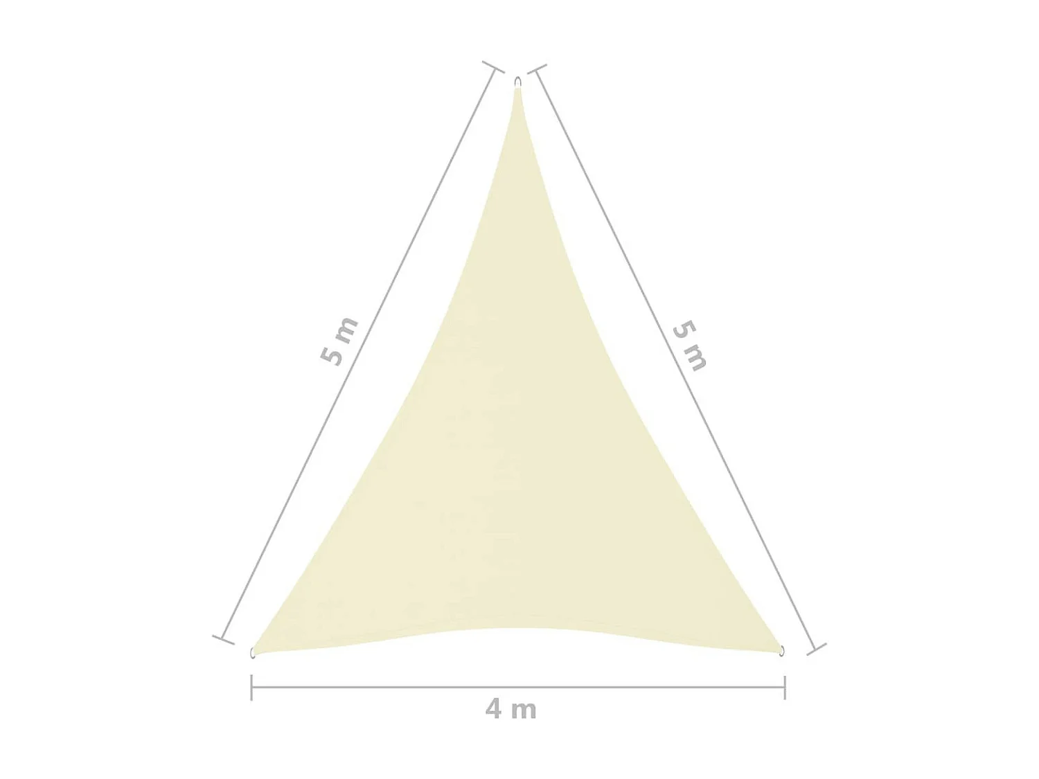 Voile de parasol Tissu Oxford triangulaire 4x5x5 m Crème