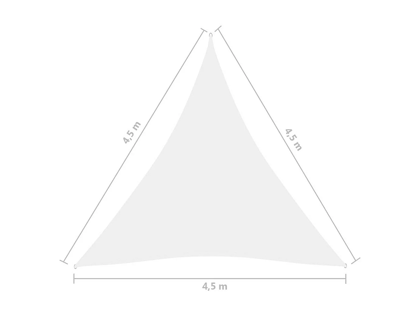 Voile de parasol Tissu Oxford triangulaire 4,5x4,5x4,5 m Blanc