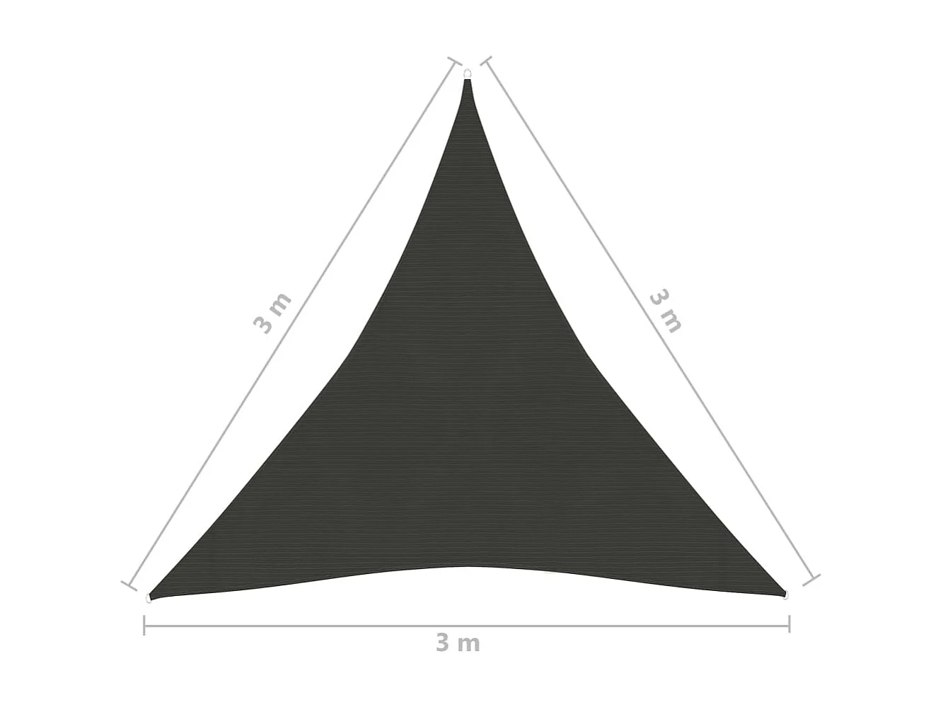 Voile d'ombrage 160 g-m² Anthracite 3x3x3 m PEHD