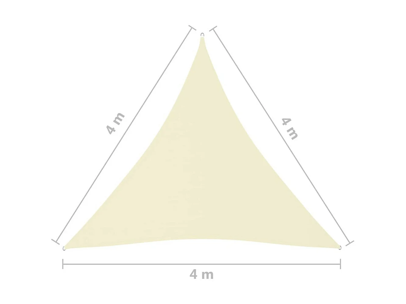 Voile de parasol Tissu Oxford triangulaire 4x4x4 m Crème
