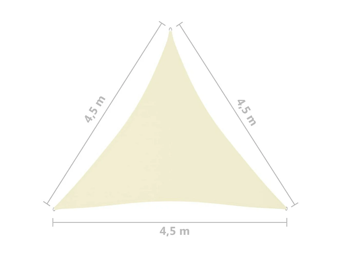Voile de parasol Tissu Oxford triangulaire 4,5x4,5x4,5 m Crème