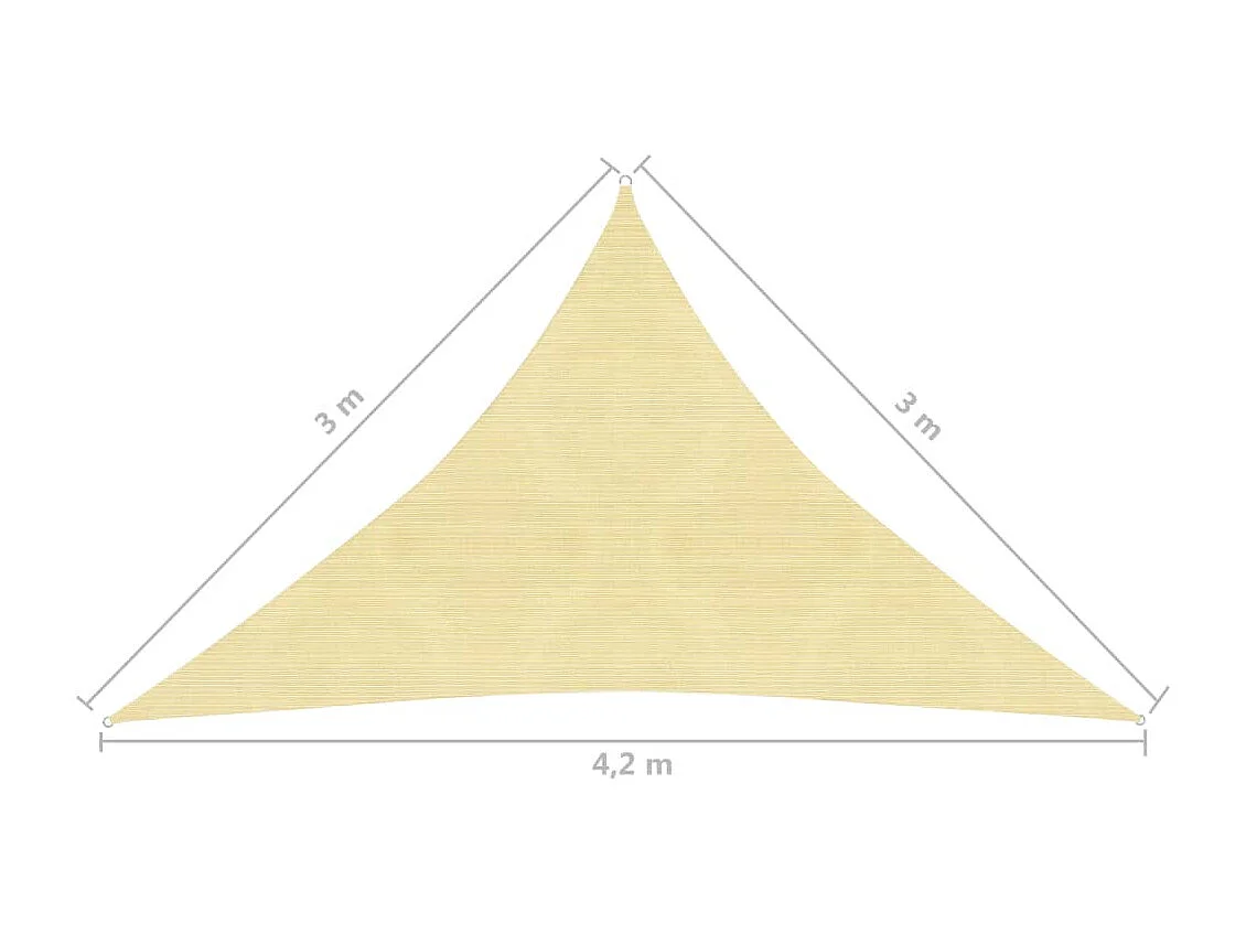 Voile d'ombrage 160 g-m² Beige 3x3x4,2 m PEHD