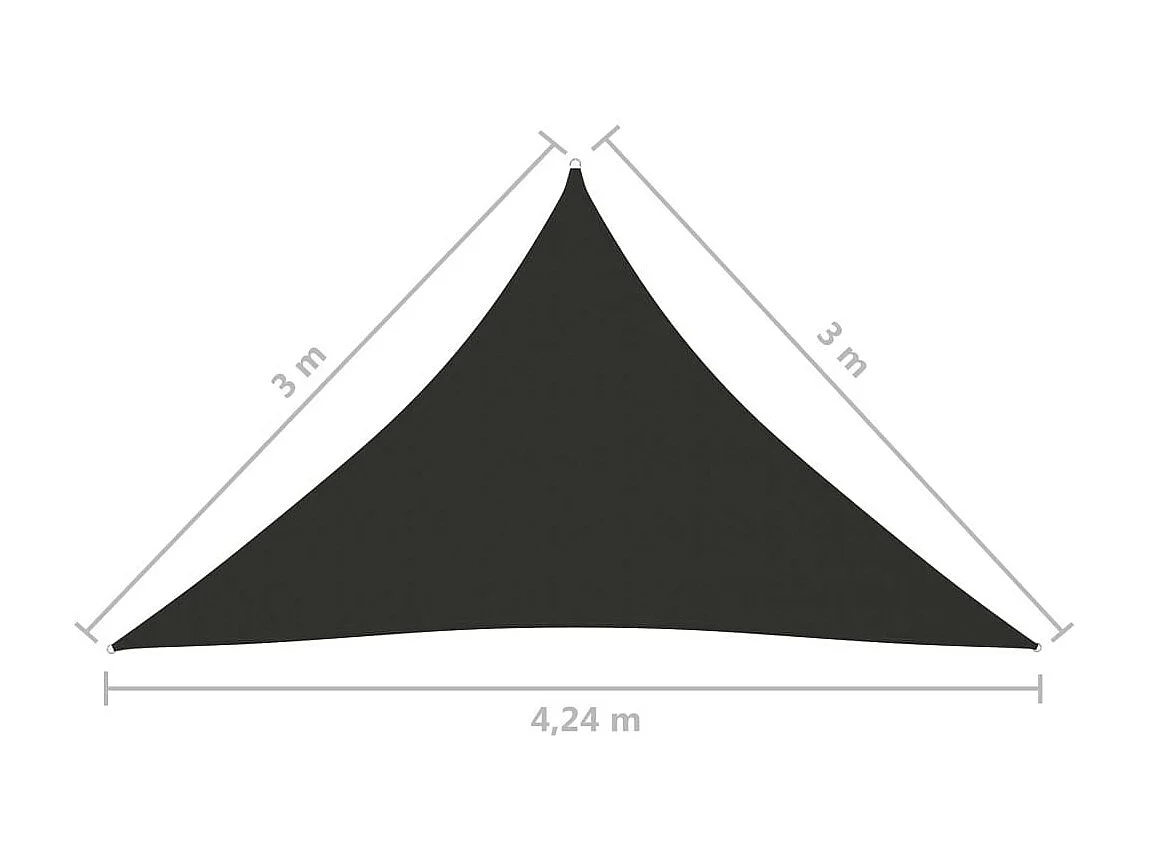 Voile de parasol Tissu Oxford triangulaire 3x3x4,24m Anthracite