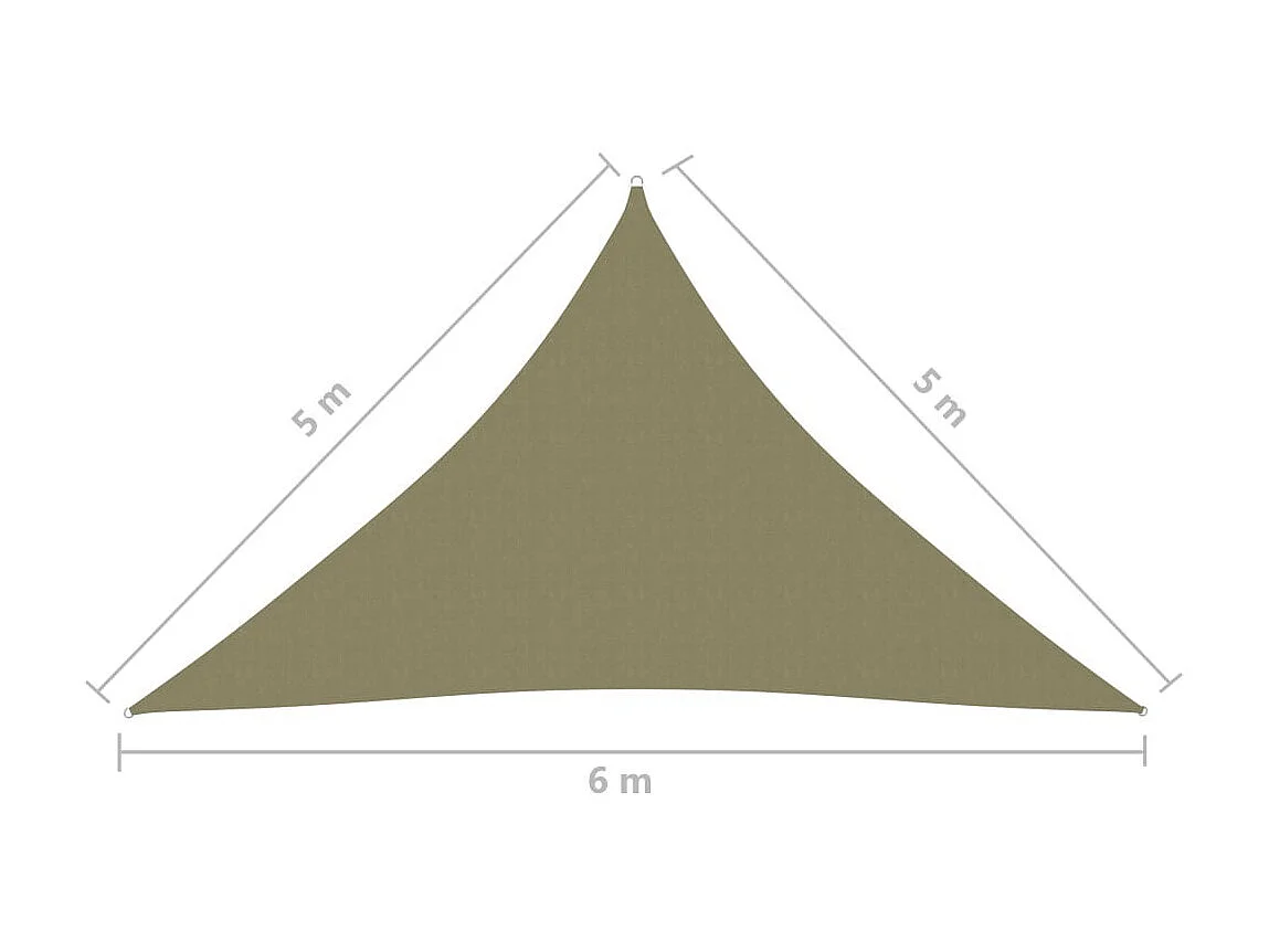 Voile de parasol Tissu Oxford triangulaire 5x5x6 m Beige