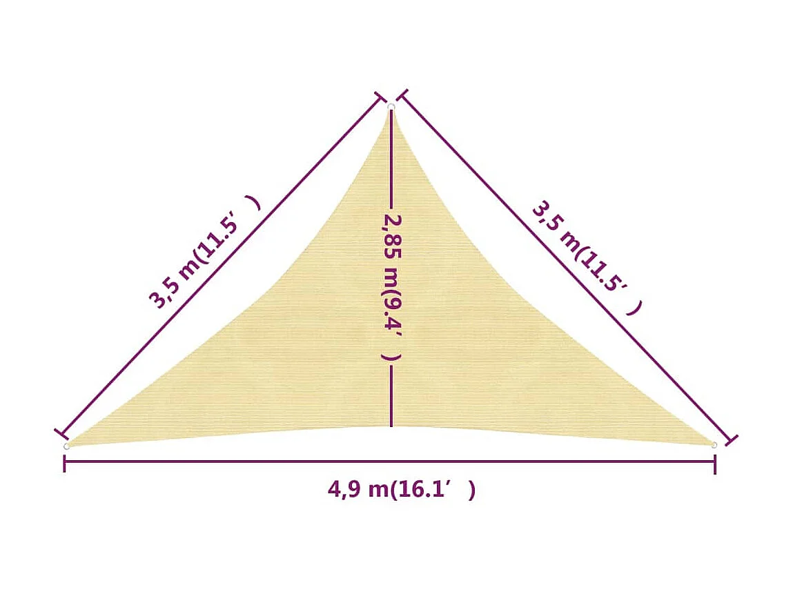 Voile d'ombrage 160 g-m² Marron 3,5x3,5x4,9 m PEHD