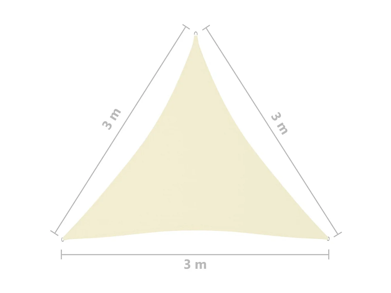 Voile de parasol Tissu Oxford triangulaire 3x3x3 m Crème