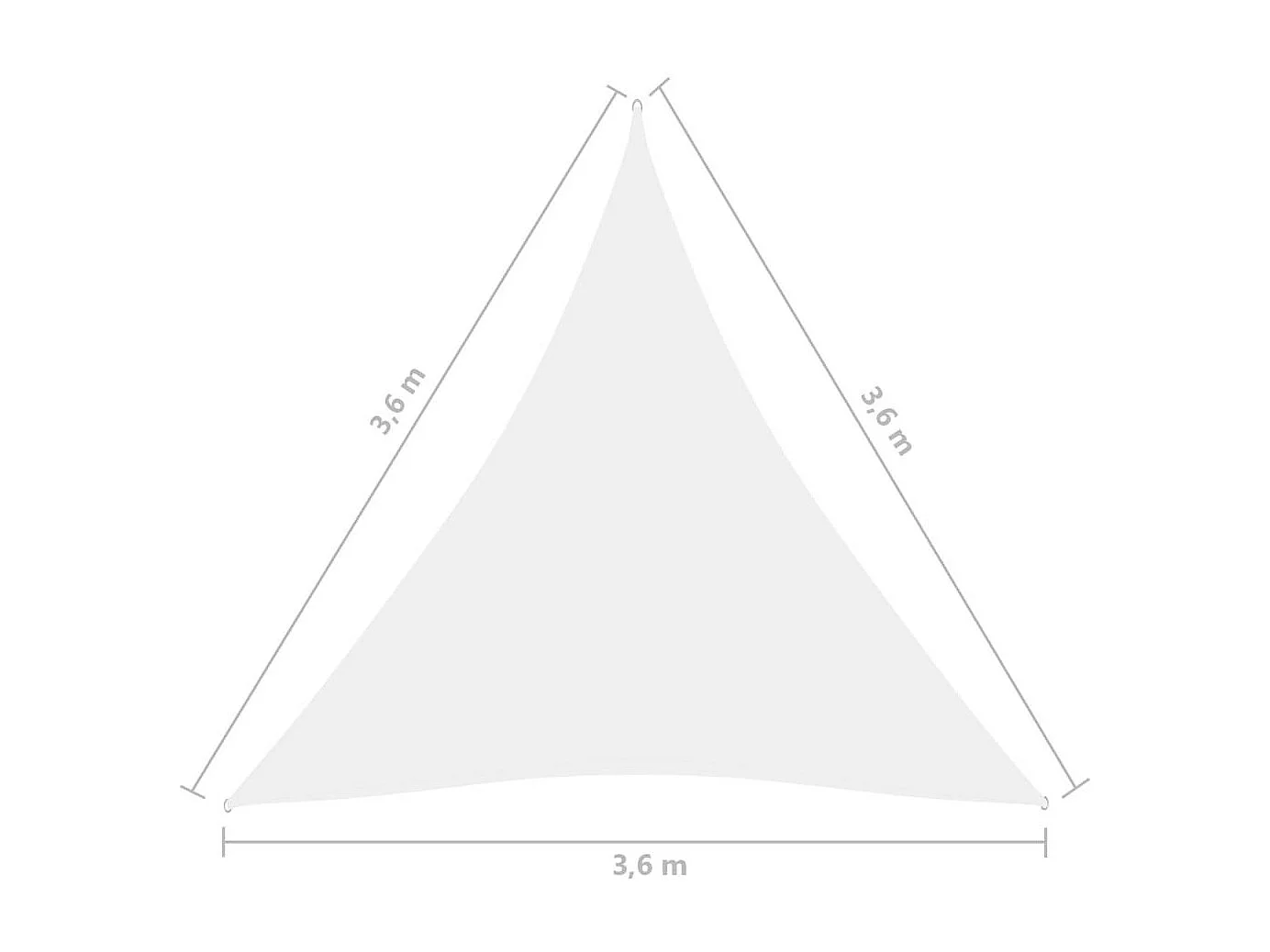 Voile de parasol Tissu Oxford triangulaire 3,6x3,6x3,6 m Blanc