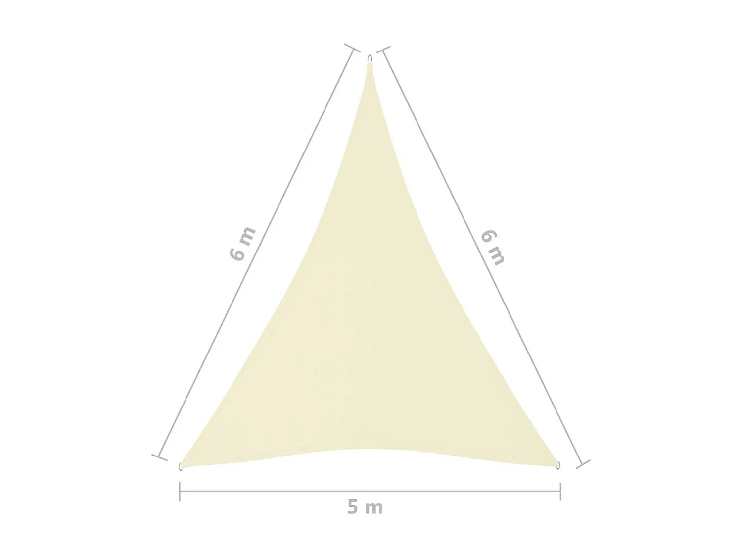 Voile de parasol Tissu Oxford triangulaire 5x6x6 m Crème