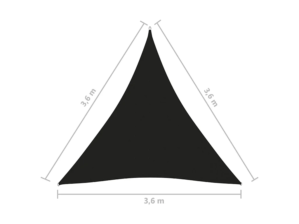 Voile de parasol Tissu Oxford triangulaire 3,6x3,6x3,6 m Noir