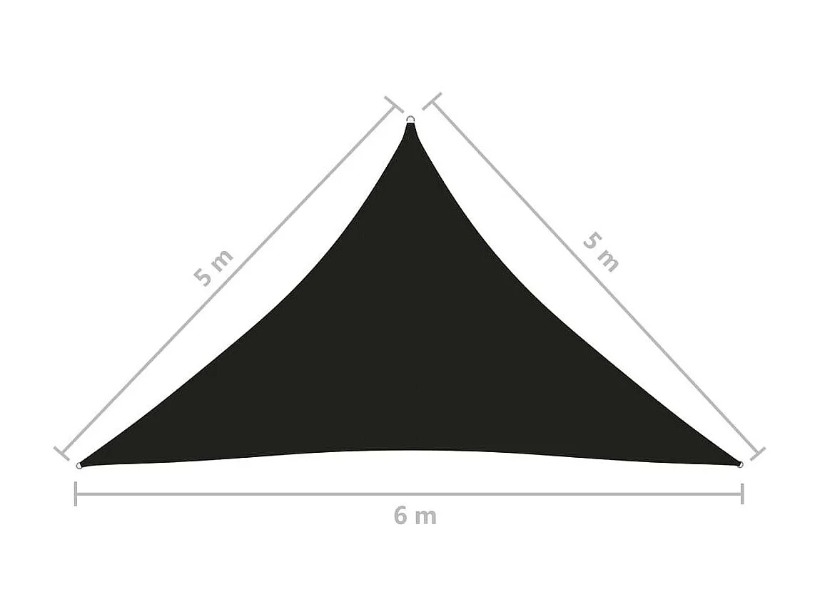 Voile de parasol Tissu Oxford triangulaire 5x5x6 m Noir