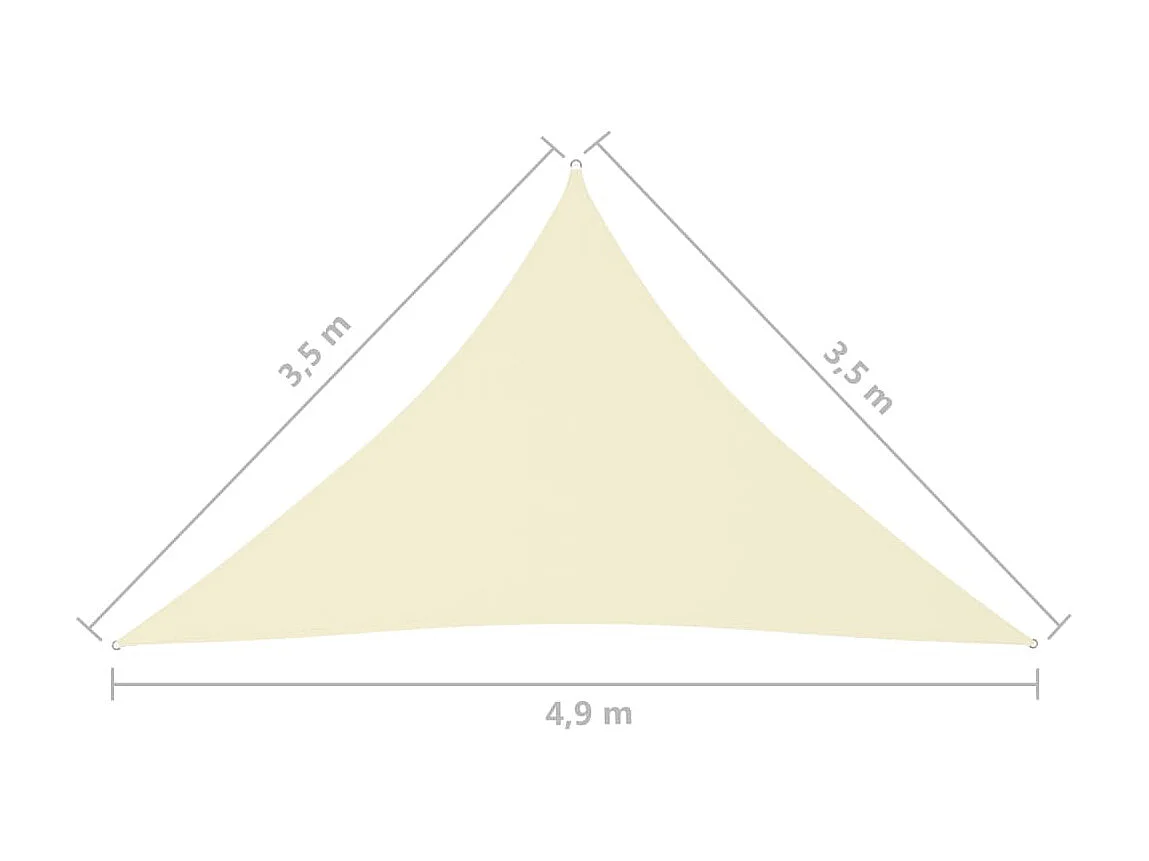 Voile de parasol Tissu Oxford triangulaire 3,5x3,5x4,9 m Crème