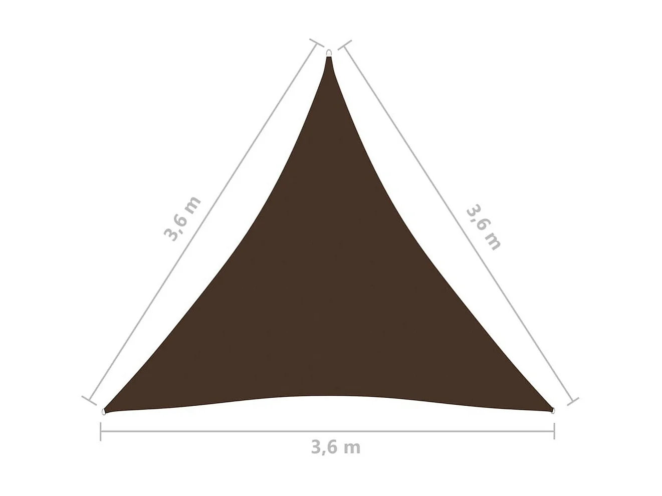 Voile de parasol Tissu Oxford triangulaire 3,6x3,6x3,6 m Marron
