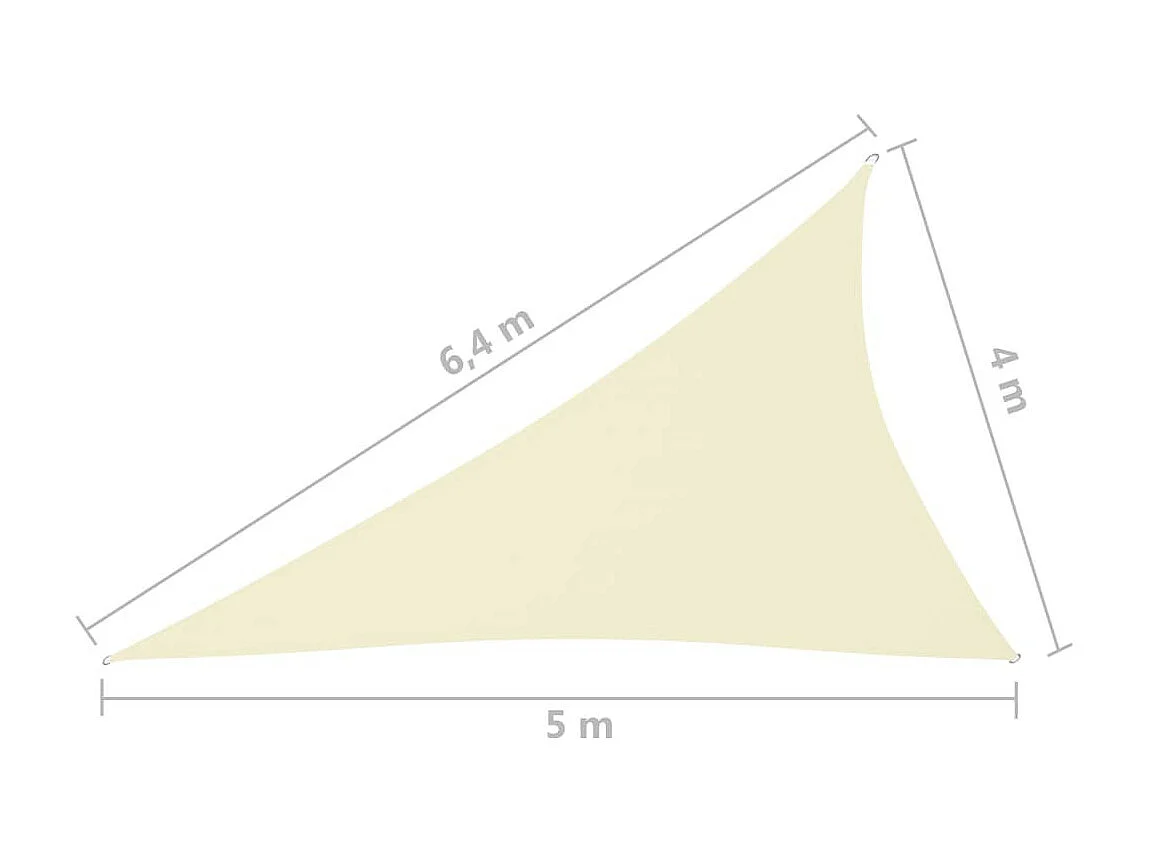 Voile de parasol Tissu Oxford triangulaire 4x5x6,4 m Crème