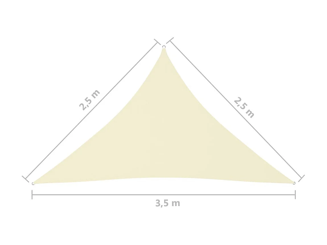 Voile de parasol Tissu Oxford triangulaire 2,5x2,5x3,5 m Crème