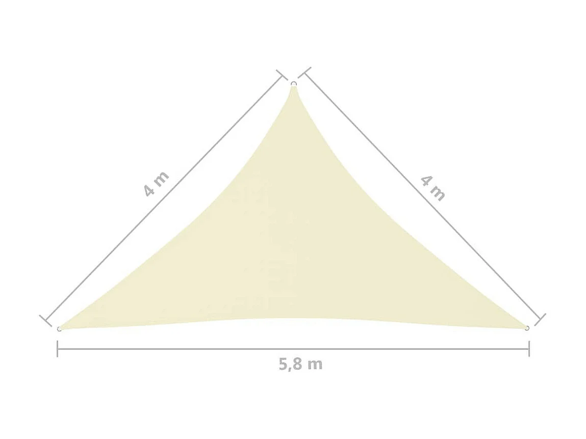 Voile de parasol Tissu Oxford triangulaire 4x4x5,8 m Crème