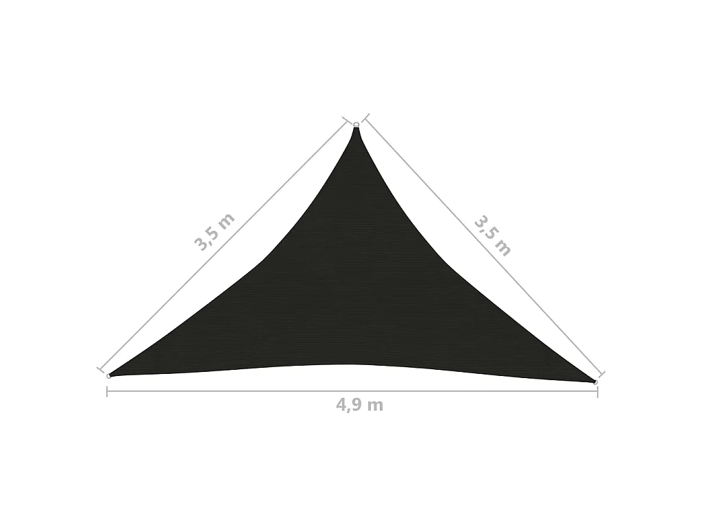 Voile d'ombrage 160 g-m² Noir 3,5x3,5x4,9 m PEHD