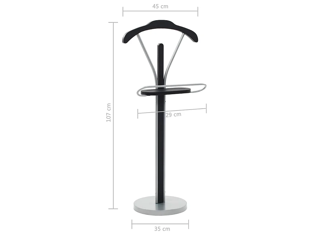 Kledingbutler 45x35x107 cm zwart en grijs