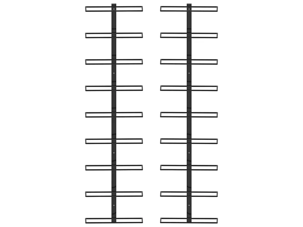 Casiers à bouteilles muraux pour 18 bouteilles 2 pcs Noir Fer