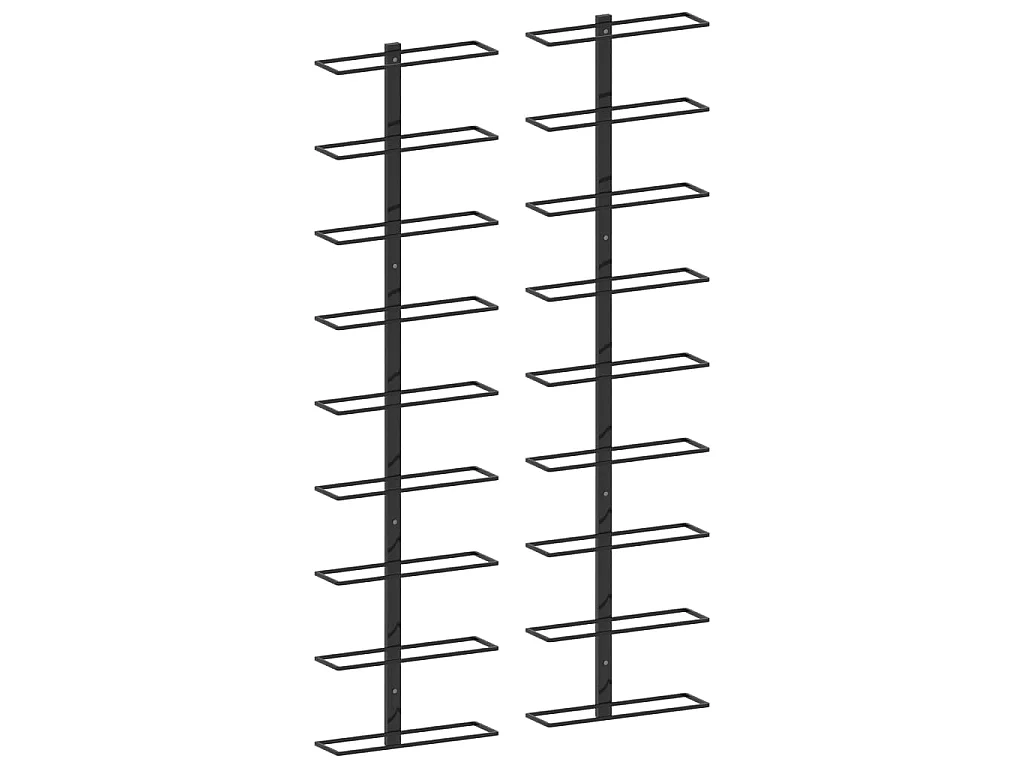 Casiers à bouteilles muraux pour 18 bouteilles 2 pcs Noir Fer