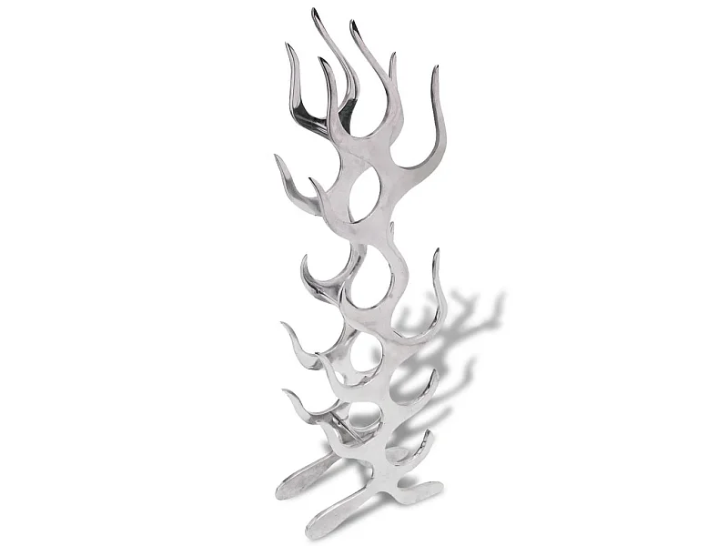 Casier à 9 bouteilles en forme de flamme Aluminium Argenté