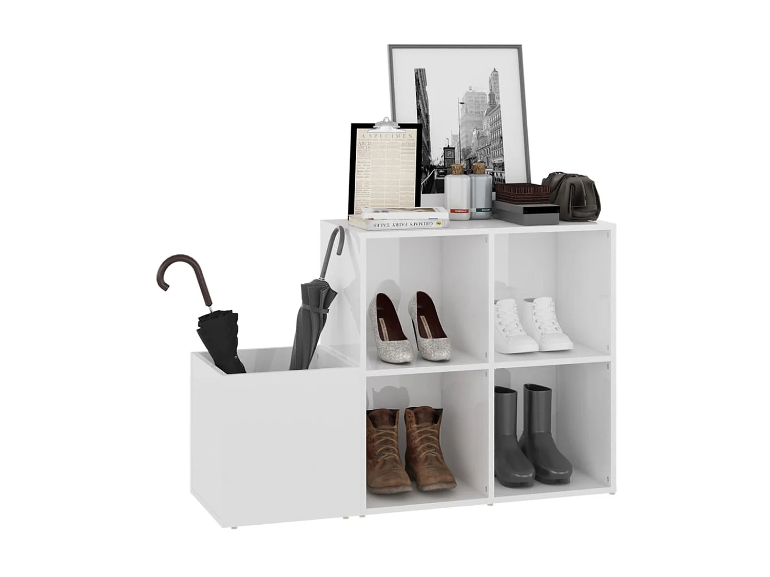 Armoire à chaussures Blanc brillant 105x35,5x70