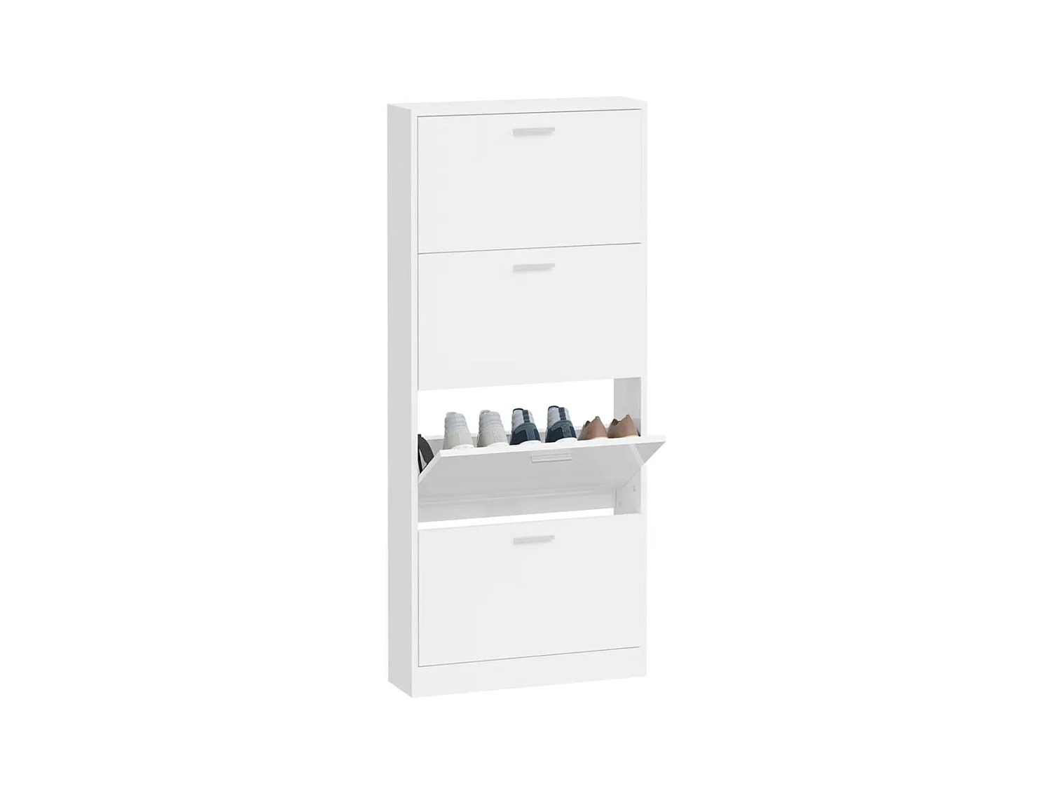 Armoire à chaussure Blanc brillant 59x17x150 Bois ingénierie