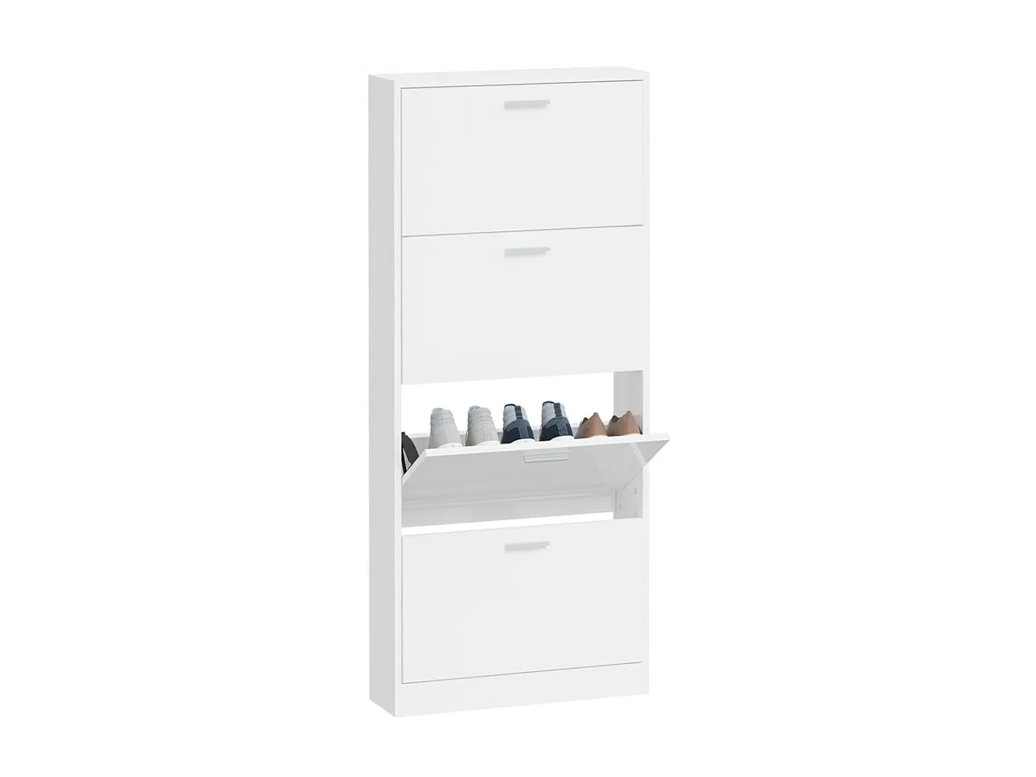 Armoire à chaussure Blanc brillant 59x17x150 Bois ingénierie