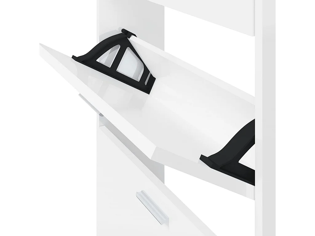 Armoire à chaussure Blanc brillant 59x17x150 Bois ingénierie