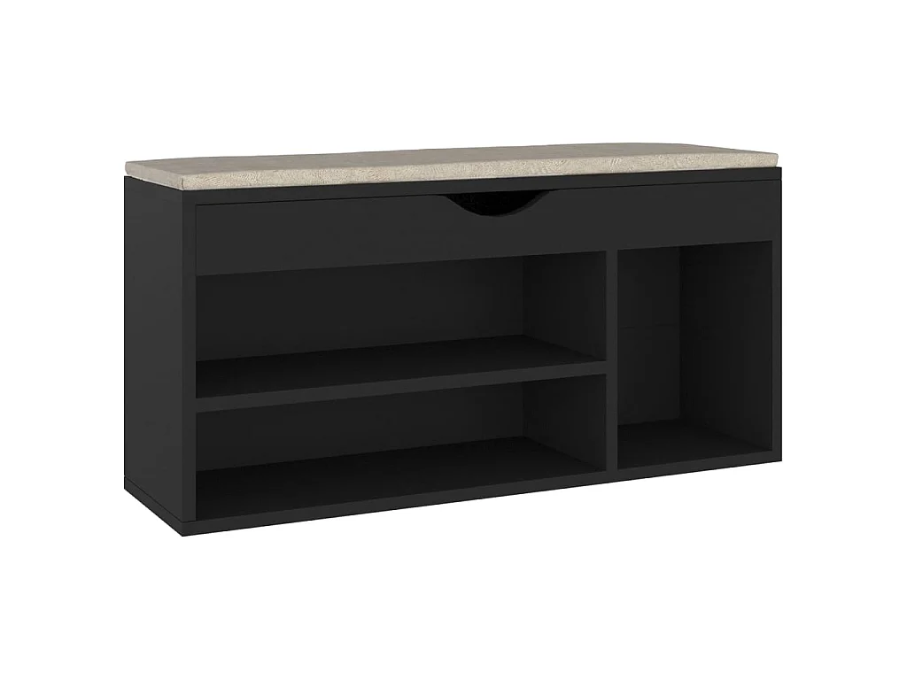 Banc à chaussures avec coussin Noir 104x30x49