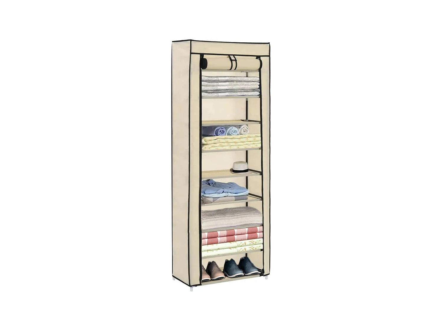Armoire à chaussures avec housse Crème 57x29x162 Tissu