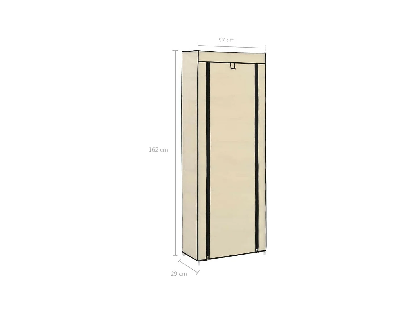 Armoire à chaussures avec housse Crème 57x29x162 Tissu