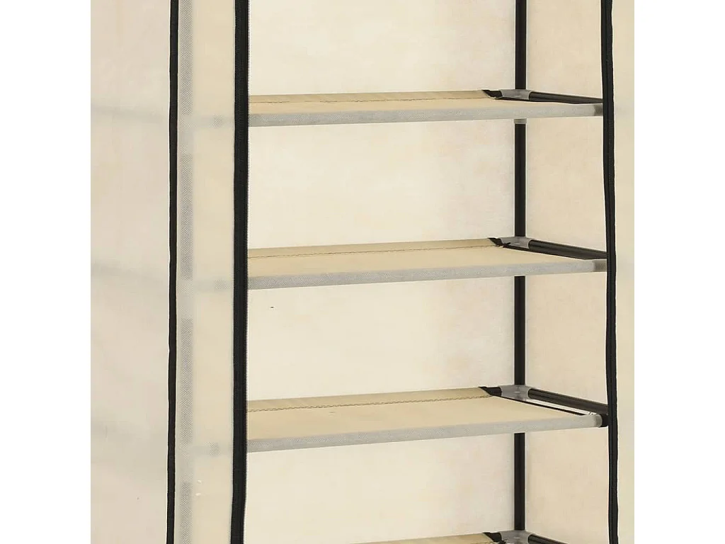 Schoenenkast met hoes 57x29x162 cm stof crème