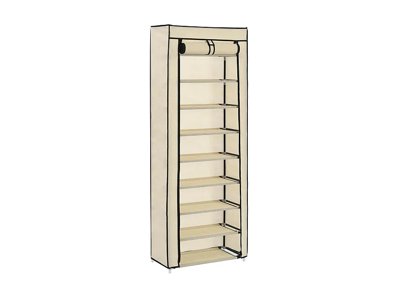 Armoire à chaussures avec housse Crème 57x29x162 Tissu