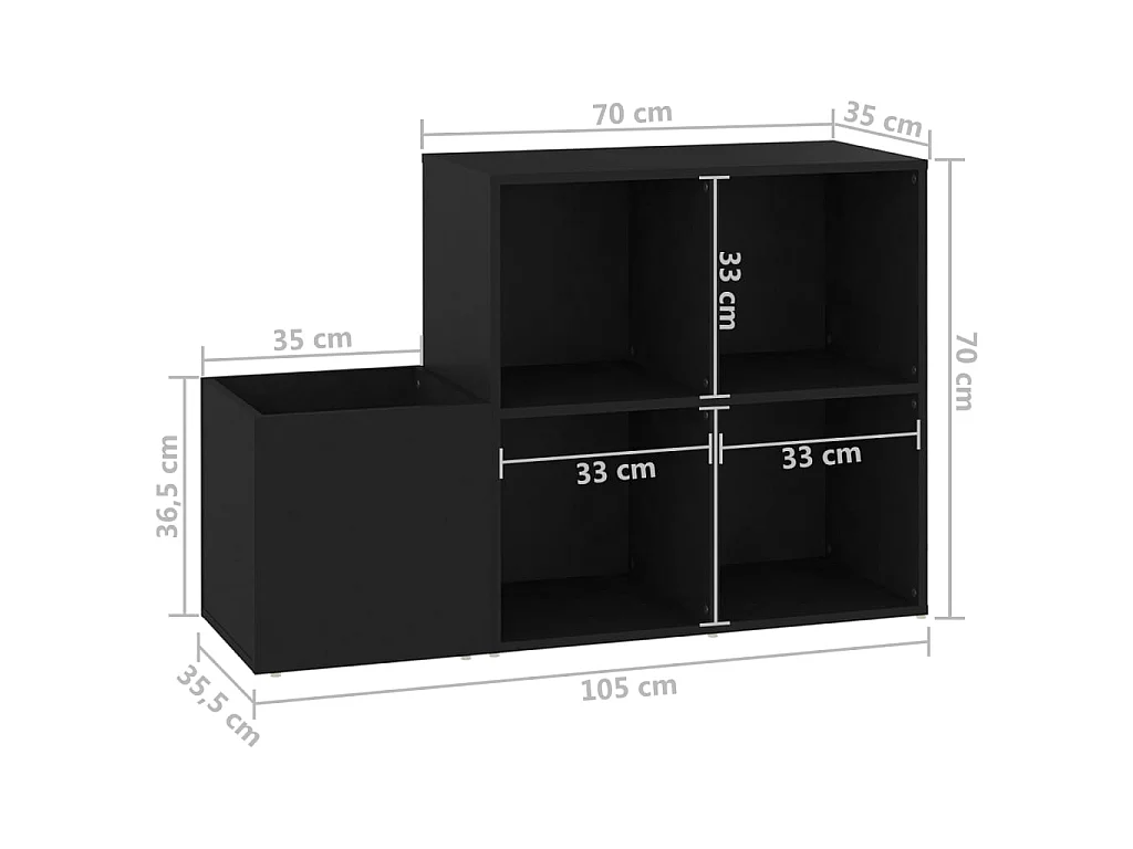 Armoire à chaussures d'entrée Noir 105x35,5x70