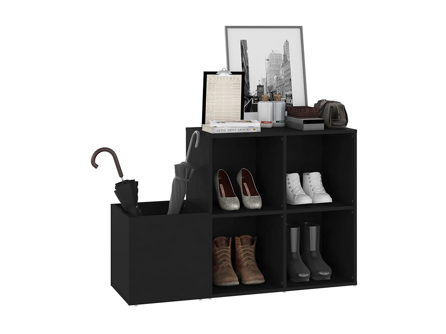 Armoire à chaussures d'entrée Noir 105x35,5x70