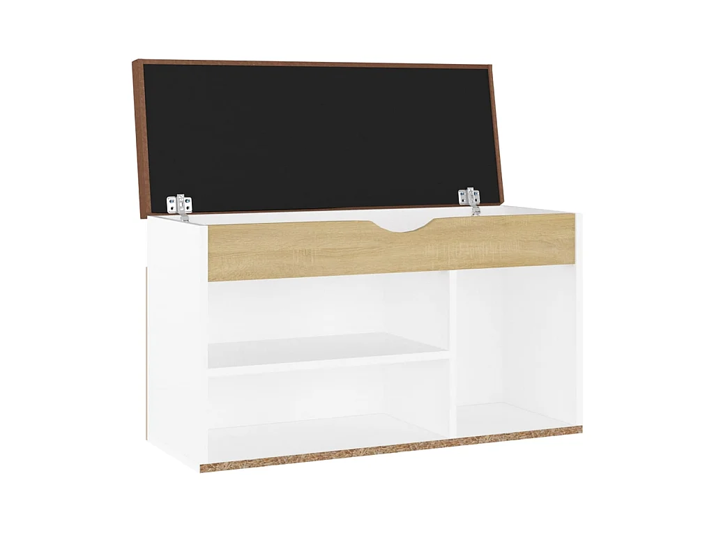 Banc à chaussures coussin Blanc et chêne 80x30x47
