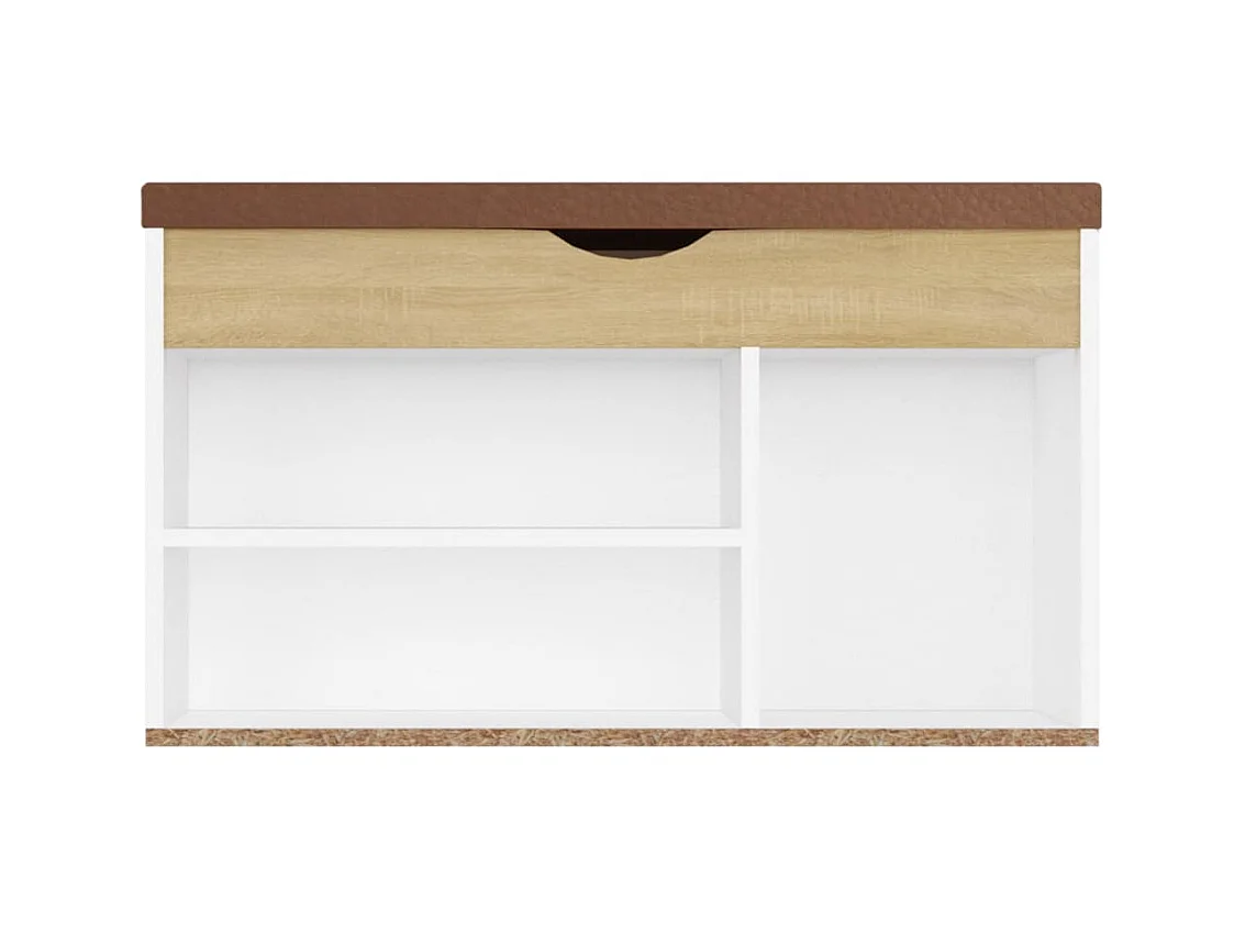 Banc à chaussures coussin Blanc et chêne 80x30x47