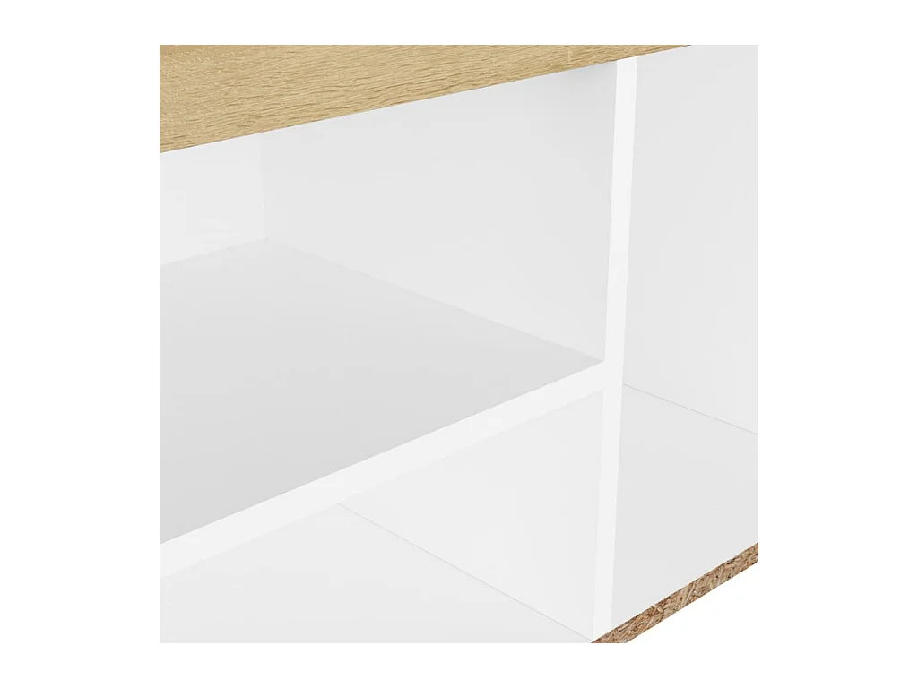 Banc à chaussures coussin Blanc et chêne 80x30x47