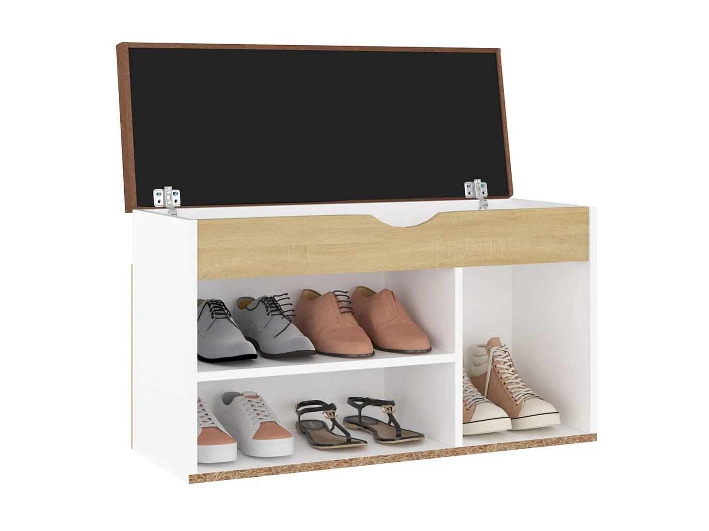 Banc à chaussures coussin Blanc et chêne 80x30x47