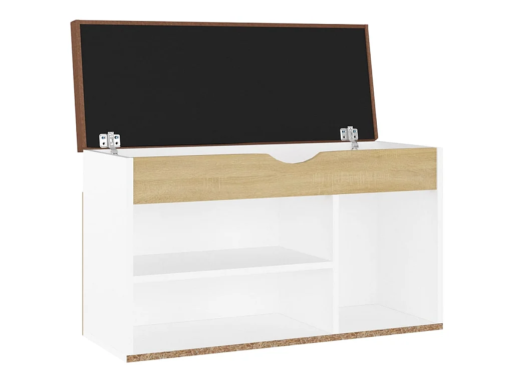 Banc à chaussures coussin Blanc et chêne 80x30x47