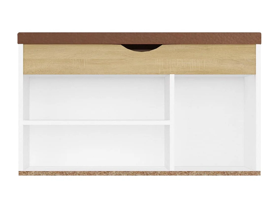 Banc à chaussures coussin Blanc et chêne 80x30x47
