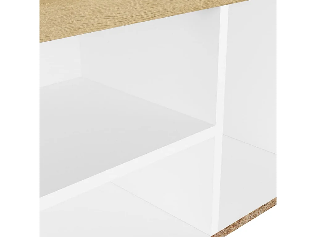 Banc à chaussures coussin Blanc et chêne 80x30x47