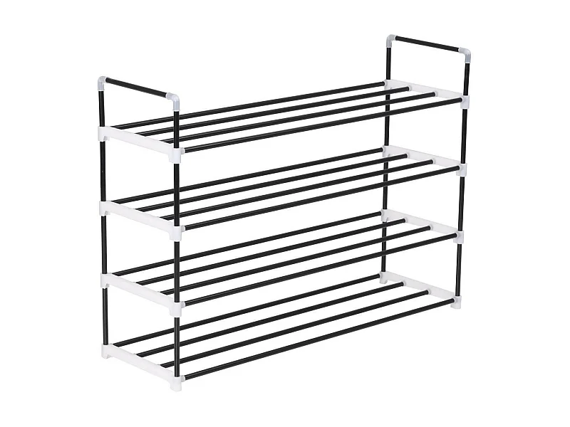 Range-chaussures avec 4 étagères Métal et plastique noir