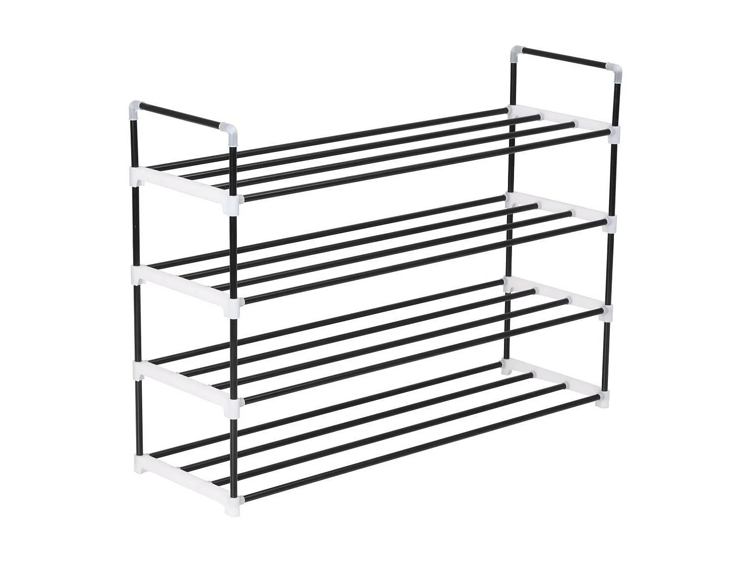 Range-chaussures avec 4 étagères Métal et plastique noir