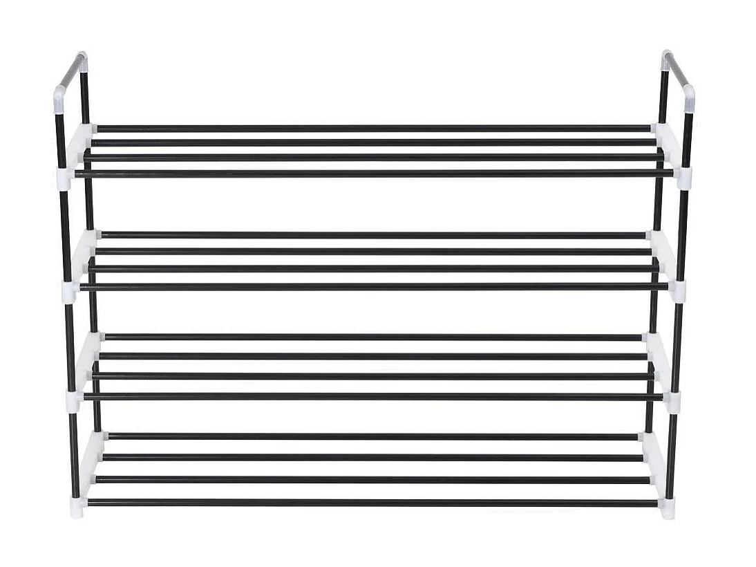 Range-chaussures avec 4 étagères Métal et plastique noir