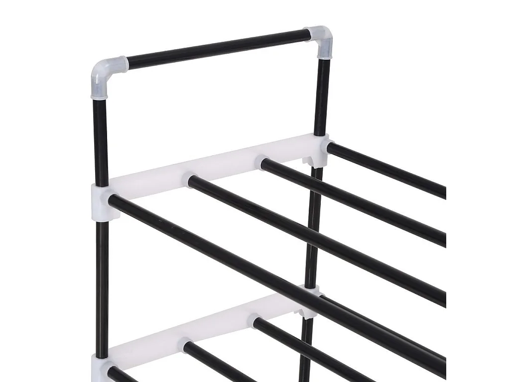 Range-chaussures avec 4 étagères Métal et plastique noir