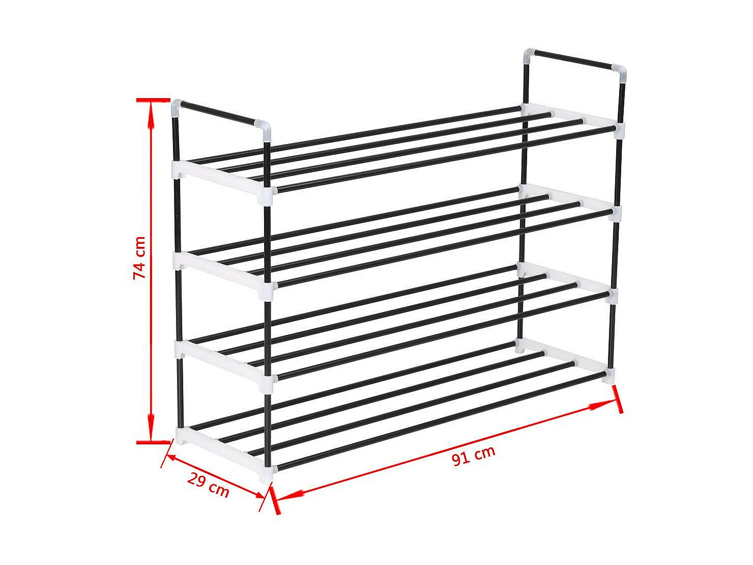 Range-chaussures avec 4 étagères Métal et plastique noir