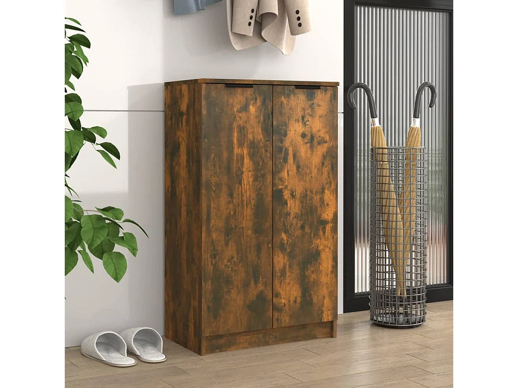 Meuble à chaussures Chêne fumé 59x35x100 Bois d'ingénierie