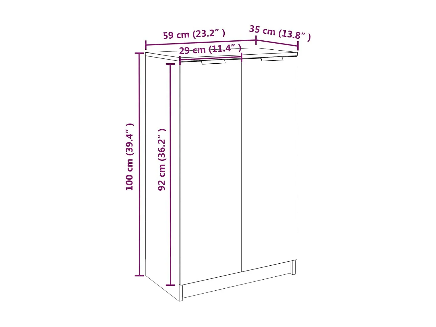 Meuble à chaussures Chêne fumé 59x35x100 Bois d'ingénierie